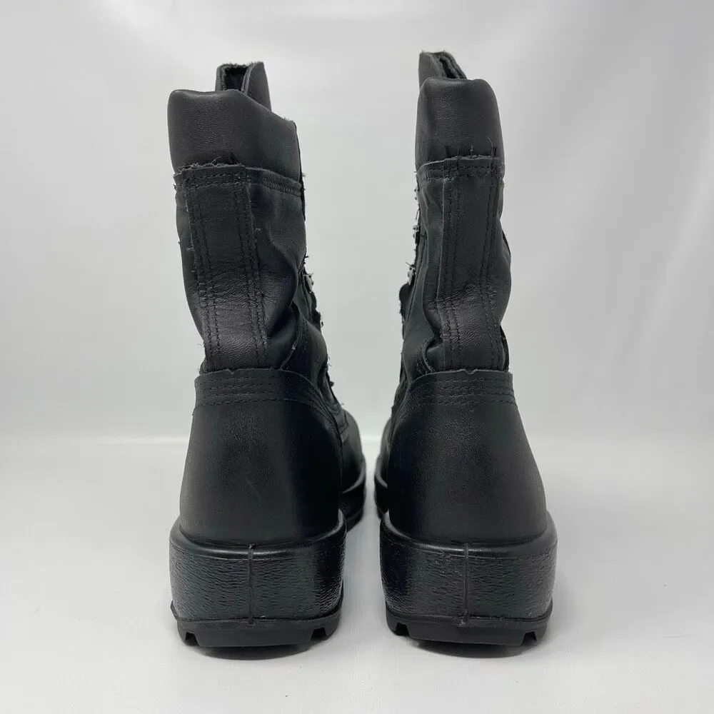 McRae Navy Steel Toe Combat Boots Mens Size 8RF Black Leather ASTM Shoes 9052